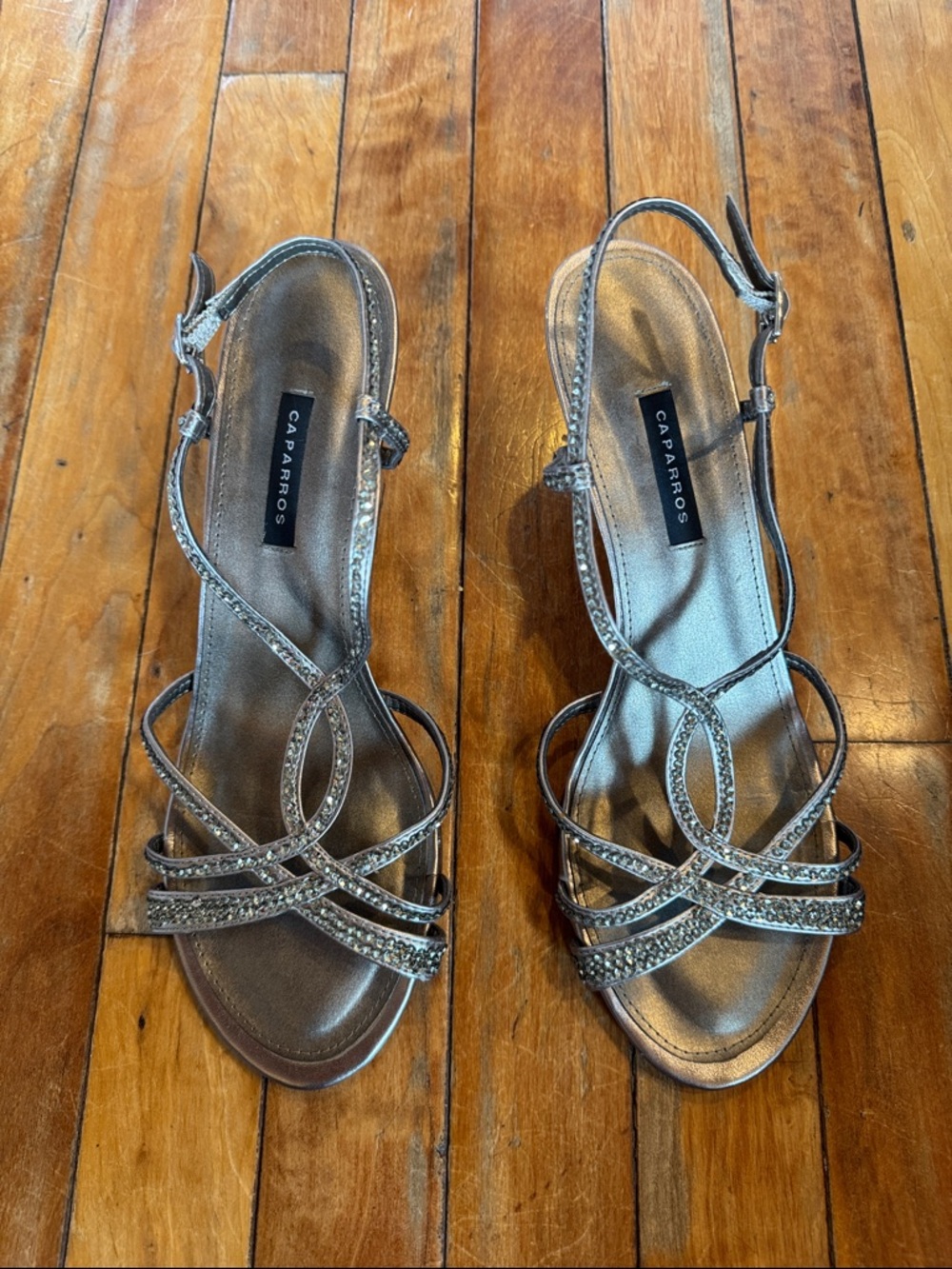 Caparros Champagne Crystal Strappy Heels